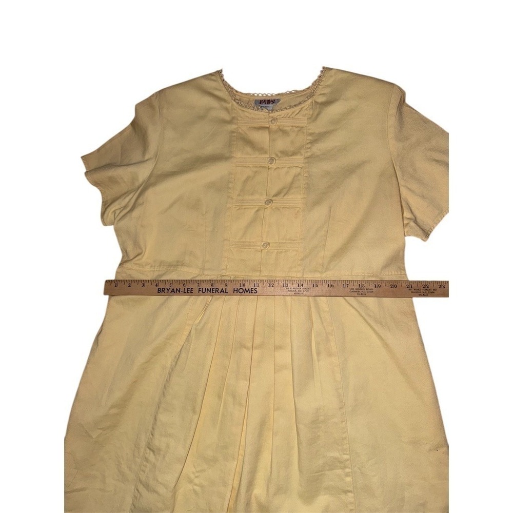 FADS Dress Womens Plus Size 16W Yellow Midi Cottagecore Button Front vintage 80s - Picture 5 of 10